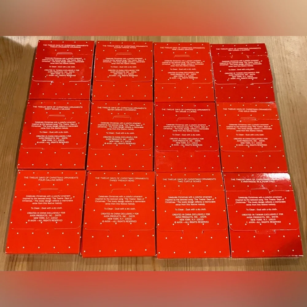 NEW RARE Avon The Gift Collection 12 Days of Christmas Ornaments Complete Set